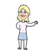 cartoon woman gesturing to show something N28