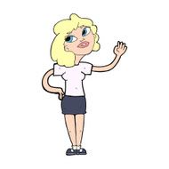 Cartoon Woman Waving N474
