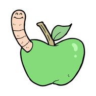 Cartoon Apple With Worm N81