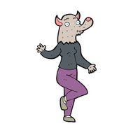 cartoon dancing werewolf woman N11