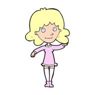 cartoon friendly woman waving N71