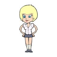cartoon pretty woman with hands on hips N29