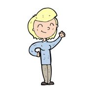cartoon friendly waving woman N15