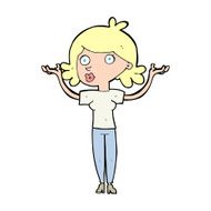 cartoon woman throwing arms in air N13