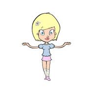 cartoon woman making balancing gesture N15