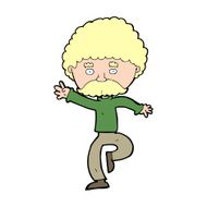 cartoon mustache man disco dancing N14