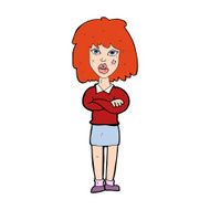 cartoon tough woman with folded arms N15