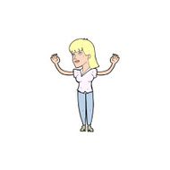 cartoon woman throwing hands in air N13