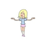 cartoon woman shrugging shoulders N689
