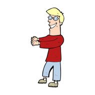 cartoon grinning man wearing glasses N15