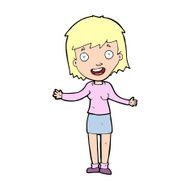 cartoon excited woman N196