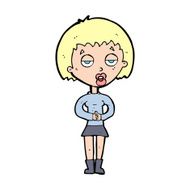 cartoon bored woman waiting N11