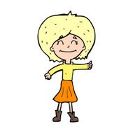 cartoon happy girl giving thumbs up symbol N14