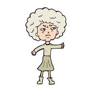 cartoon annoyed old woman N27