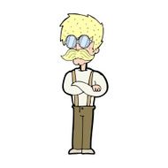 cartoon hipster man with mustache and spectacles N15