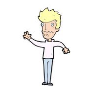 cartoon worried man reaching out N28