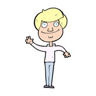 cartoon happy man waving N56
