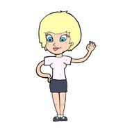 Cartoon Woman Waving N480