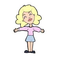 cartoon woman with open arms N146