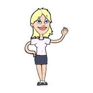 Cartoon Woman Waving N483