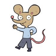 cartoon waving mouse N11