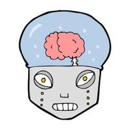 cartoon spooky robot head N17