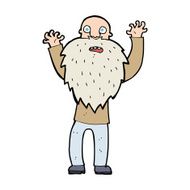 cartoon frightened old man with beard N15