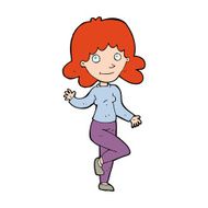 cartoon friendly woman waving N73