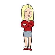 cartoon woman with folded arms N44