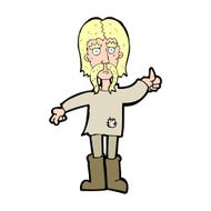 cartoon hippie man giving thumbs up symbol N14