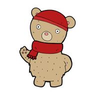 cartoon teddy bear in winter hat and scarf N10