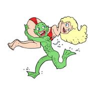 cartoon swamp monster carrying girl in bikini N15