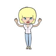 cartoon woman with raised hands N14