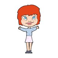cartoon woman waving arms N29
