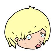 cartoon female face with raised eyebrow N14
