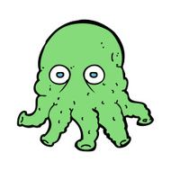 cartoon alien squid face N43