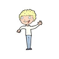 cartoon happy boy waving N30