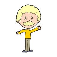 cartoon man with mustache waving N44