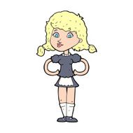 cartoon happy waitress woman N14