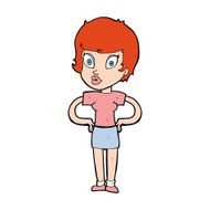 cartoon woman with hands on hips N328