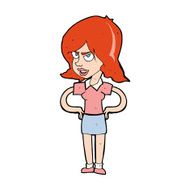 cartoon annoyed woman with hands on hips N15