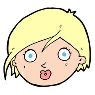 cartoon surprised female face N93