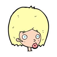 cartoon surprised female face N94