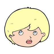 cartoon female face looking upwards N14