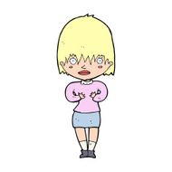 cartoon woman making Who Me? gesture N70