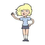 Cartoon Woman Waving N487