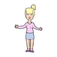 cartoon woman shrugging shoulders N696