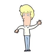 cartoon nervous man waving N31