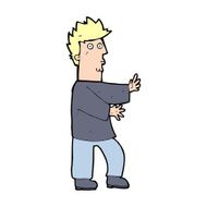 cartoon nervous man waving N32