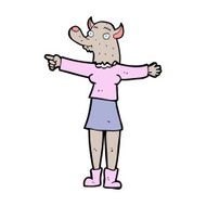 cartoon pointing werewolf woman N11